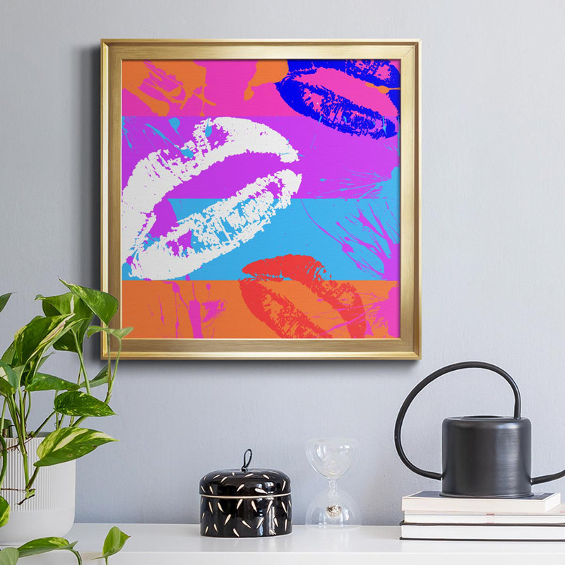 Baiser - Cadre photo, reproduction d'art sur toile, Or, H 26,5 po x l 26,5 po x P 1,5 po
