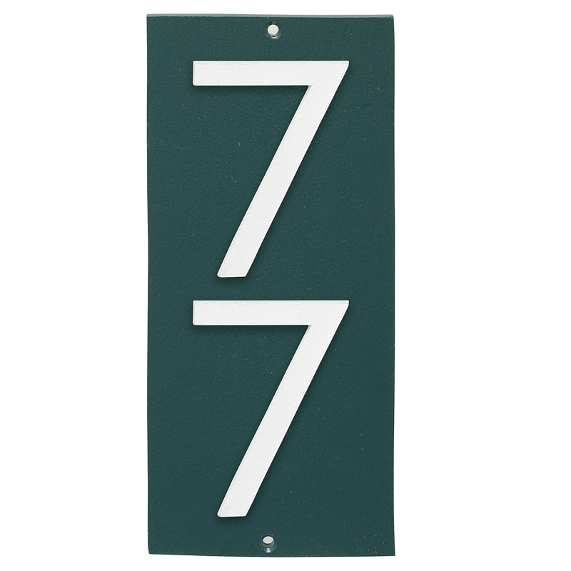 Floating 1-Line Wall Address Plaque, White, Hunter Green, Yes