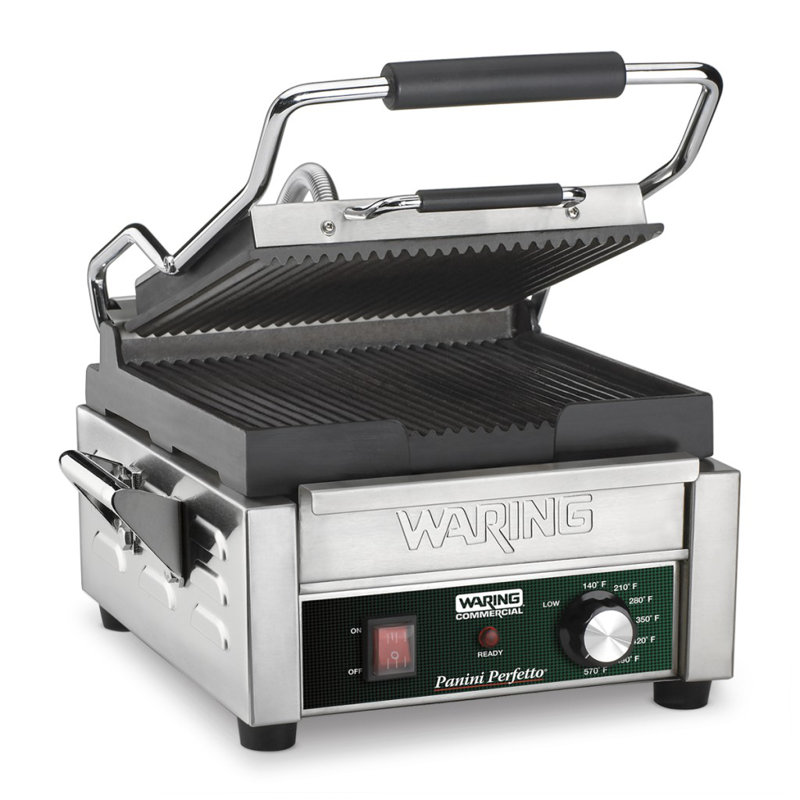 Waring 9.75'' Electric Grill Sandwich Maker & Panini Press with Lid