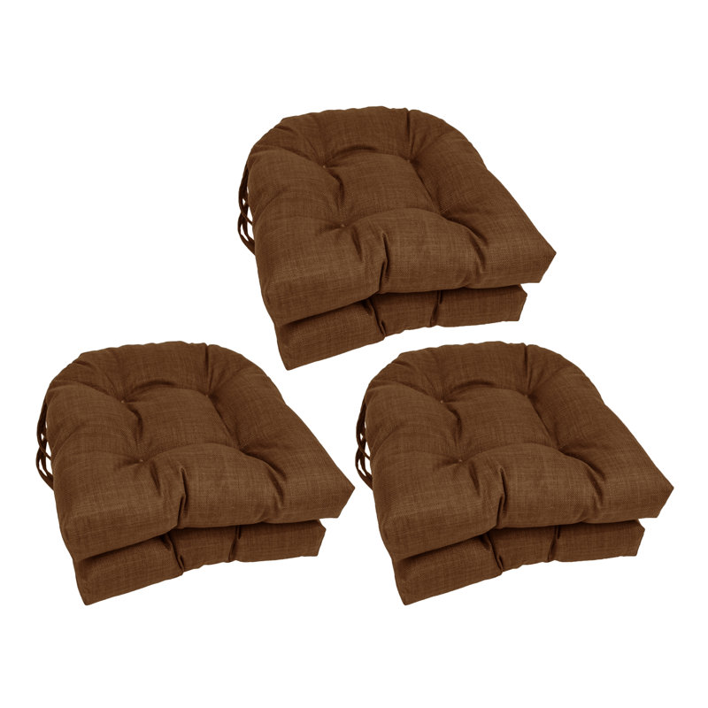 Coussins de chaise d'extérieur en U de 16 pouces (ensemble de 6), Moka