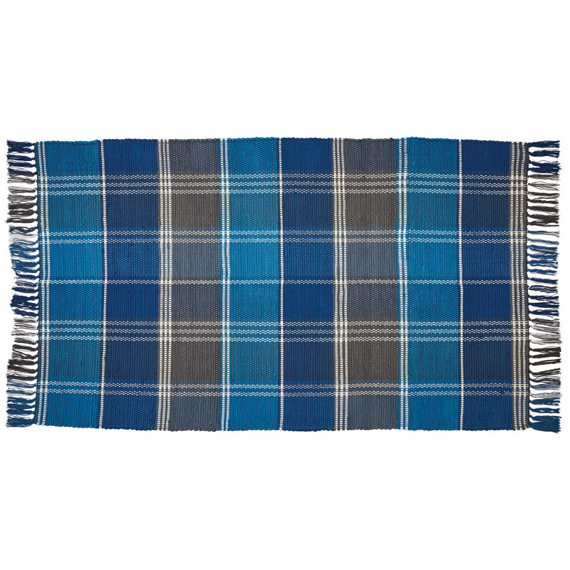 Allianora Cotton Checkered Indoor Rug, Rectangle 3' x 5'