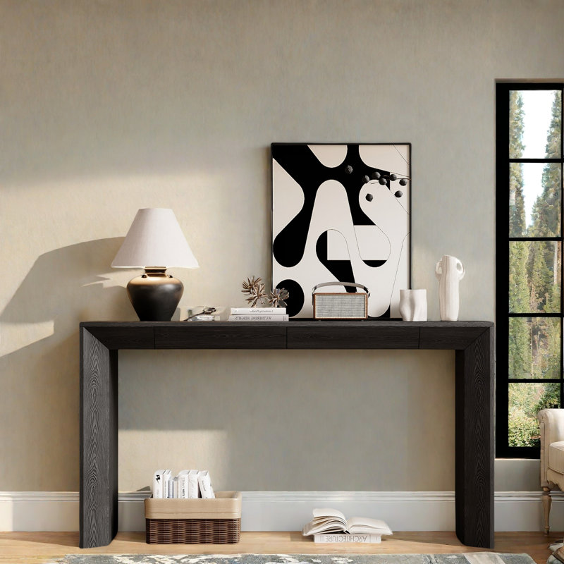 Console moderne avec 2 tiroirs dissimulés, Black