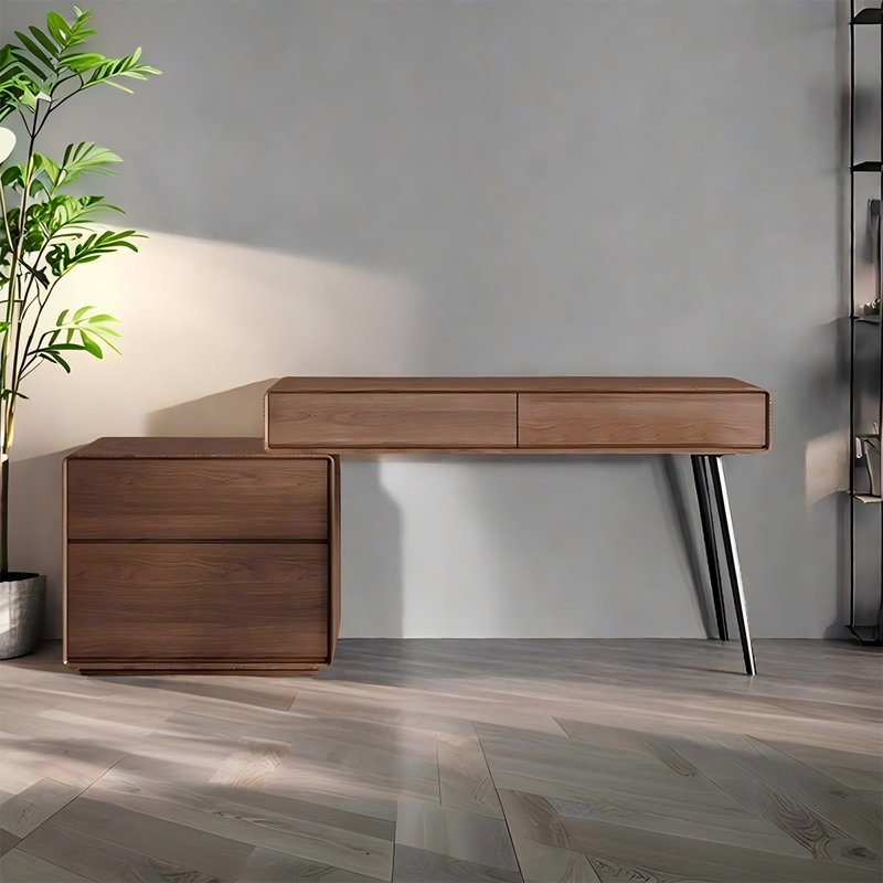 Bureau en coin et coiffeuse de 47,24 po brun simple et élégant pour une utilisation à domicile