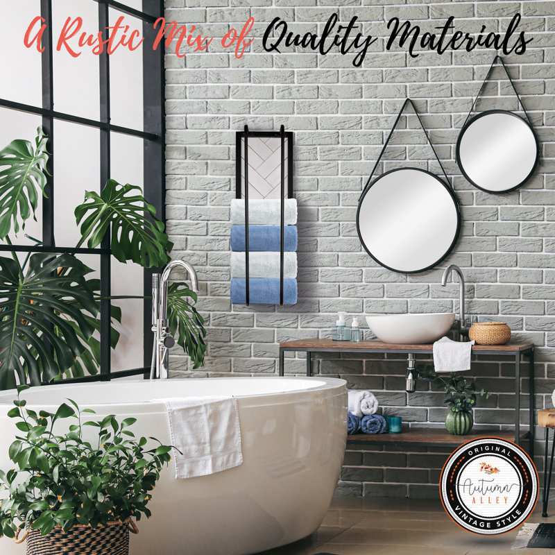 Black and White Shiplap Wall Mounted Wood Towel Rack