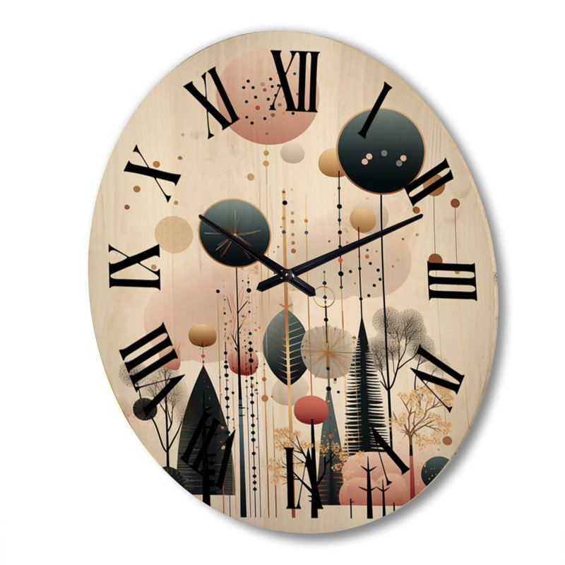 Horloge murale en bois massif Alyssa, Très grand
