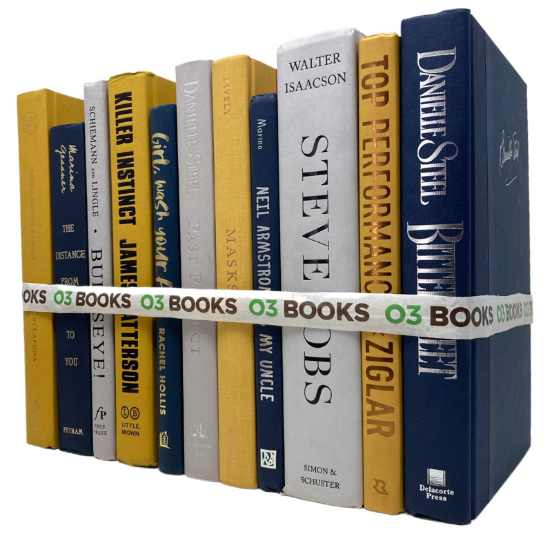 Livres décoratifs Bright Skies - jaune, bleu marine et gris clair