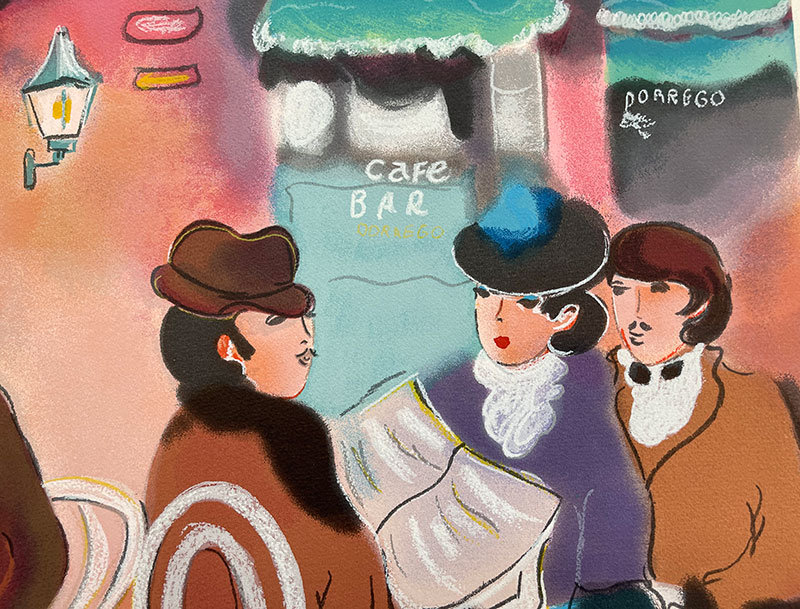 Cafe Dorrego by Zule - Single Picture Frame Painting on Canvas 46x33