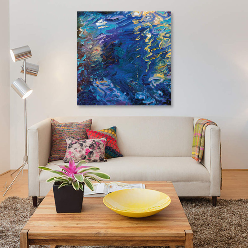 « bm 020 » par iris scott abstracts, impression sur toile, H 26 po x l 26 po x P 1,5 po, Toile avec cadre noir, Pas de tapis
