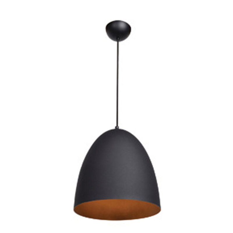 Utopia 1 - Light Single Pendant, Matte Black Outer/Matte Gold Inner, No