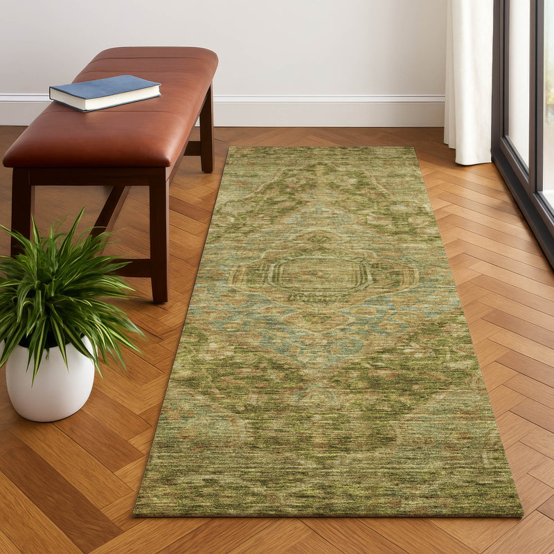 Premium Machine Washable Lubbers AMF1761 Border Rug, Runner 2'3" x 7'6"