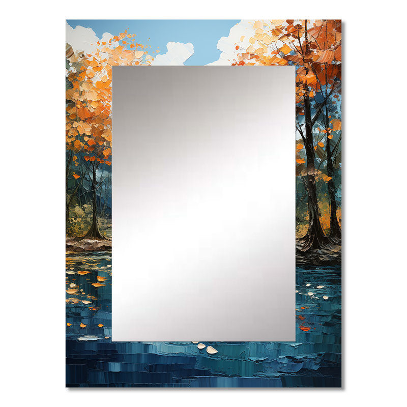 Orange River Sapphire Serenity - miroir décoratif lac, miroir mural Lake House, impression d'art en métal, 32 po x 24 po