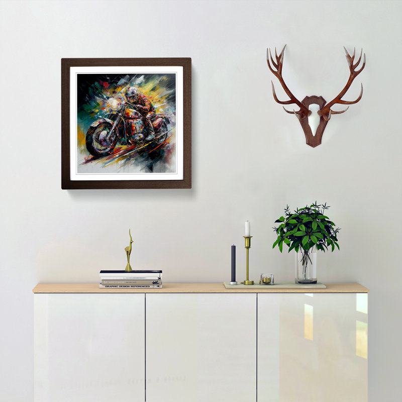 Motorcycle Abstract Art - Framed Print, Walnut