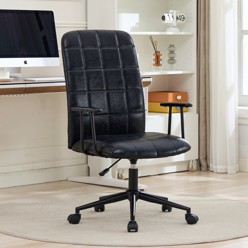 PU Leather Office Chair 2 SETS, With Armrest, High Backrest, 360 Degree Swivel , Up And Down Adjustable Gaslift,Black Powder Coated Frame,Five Star Base