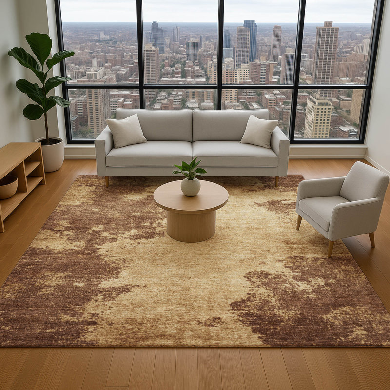 Premium Machine Washable Mayfield AMF1913 Abstract Rug, Rectangle 5' x 7'6"