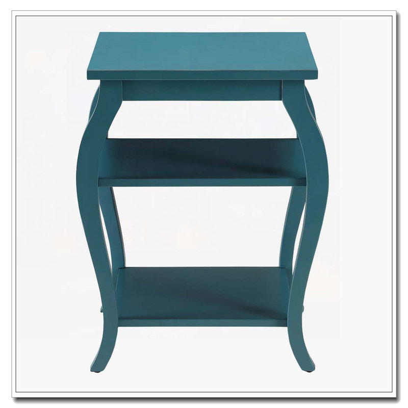 Teal 2-shelf End Table