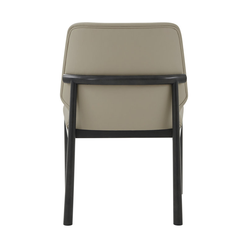 Silent Black Leather Upholstered Side Chair with Wood Frame