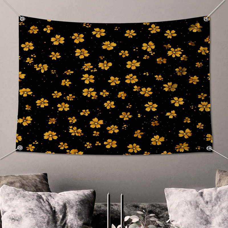 Tapisserie murale florale - Décoration murale à motif, H 50 po x l 60 po avec 4 œillets