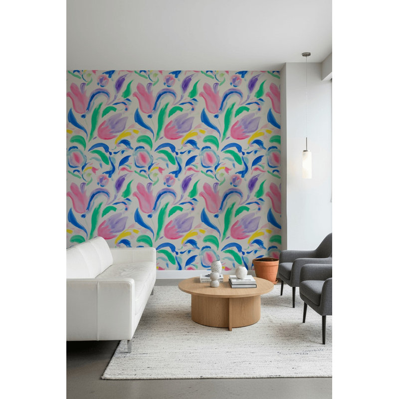 Papier peint floral abstrait mural