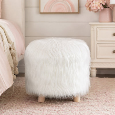Tabouret en polyester avec fausse fourrure