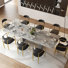 Ensemble de table de salle à manger 9 pièces avec table de salle à manger extensible en fritté de 94,5 po avec 8 chaises en tissu
