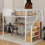 Lit mezzanine double en métal avec garde-robe, bureau et tablettes de rangement-1788287364