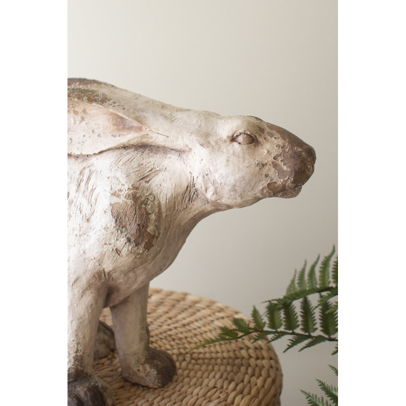  Faux Concrete Rabbit Sitting Sculptural Animal Decor 14" H Accent