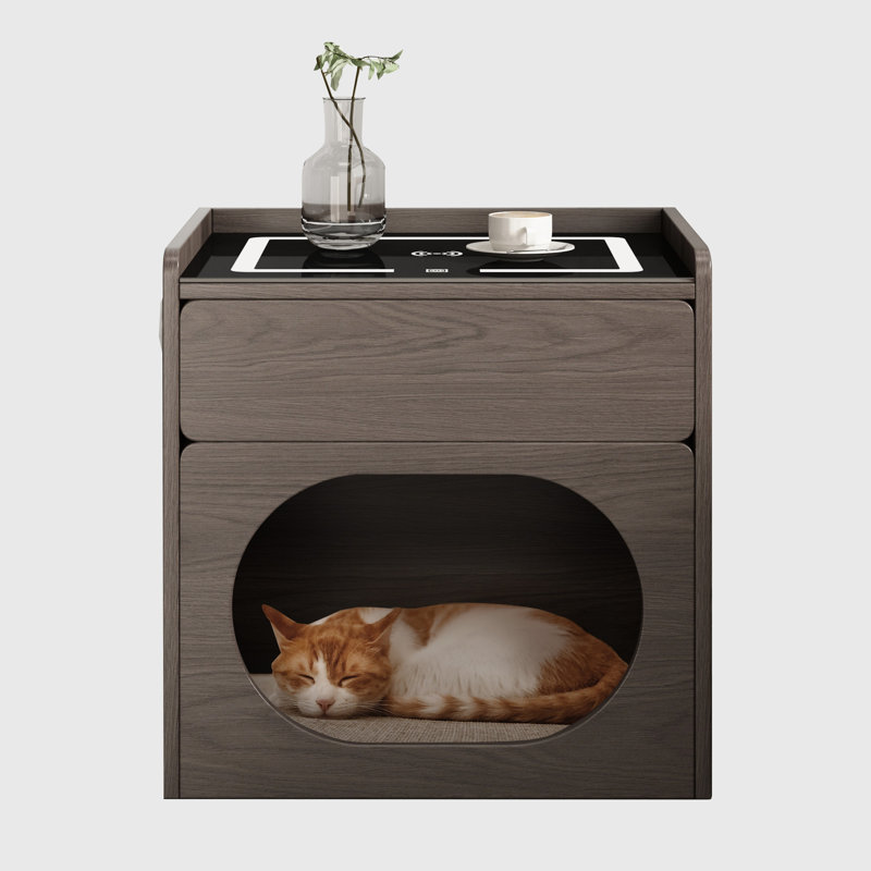 Table de chevet moderne avec abri pour chat Didem
