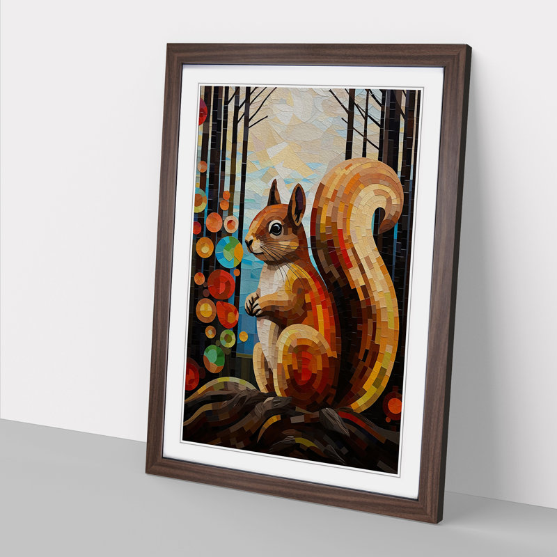 Squirrel Constructivism - Framed Print, Walnut Framed, 34cm H x 25cm W x 2cm D