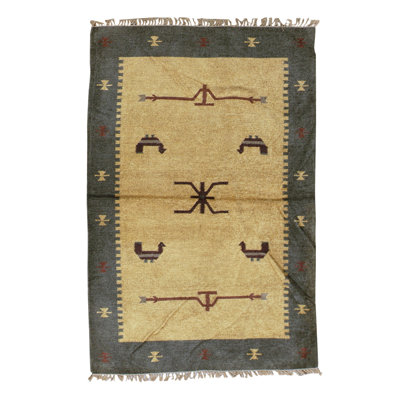 Hand-Knotted High-Quality Gray and Beige Area Rug
