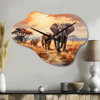 Horloge murale avec éléphant d'Afrique