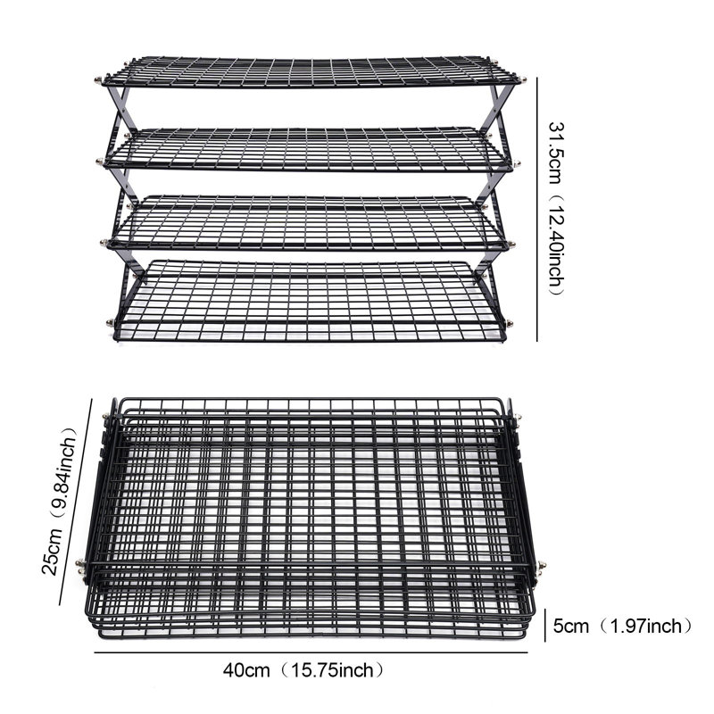 4 Tiers Foldable Baking Cooling Rack Grilling Drying Rack