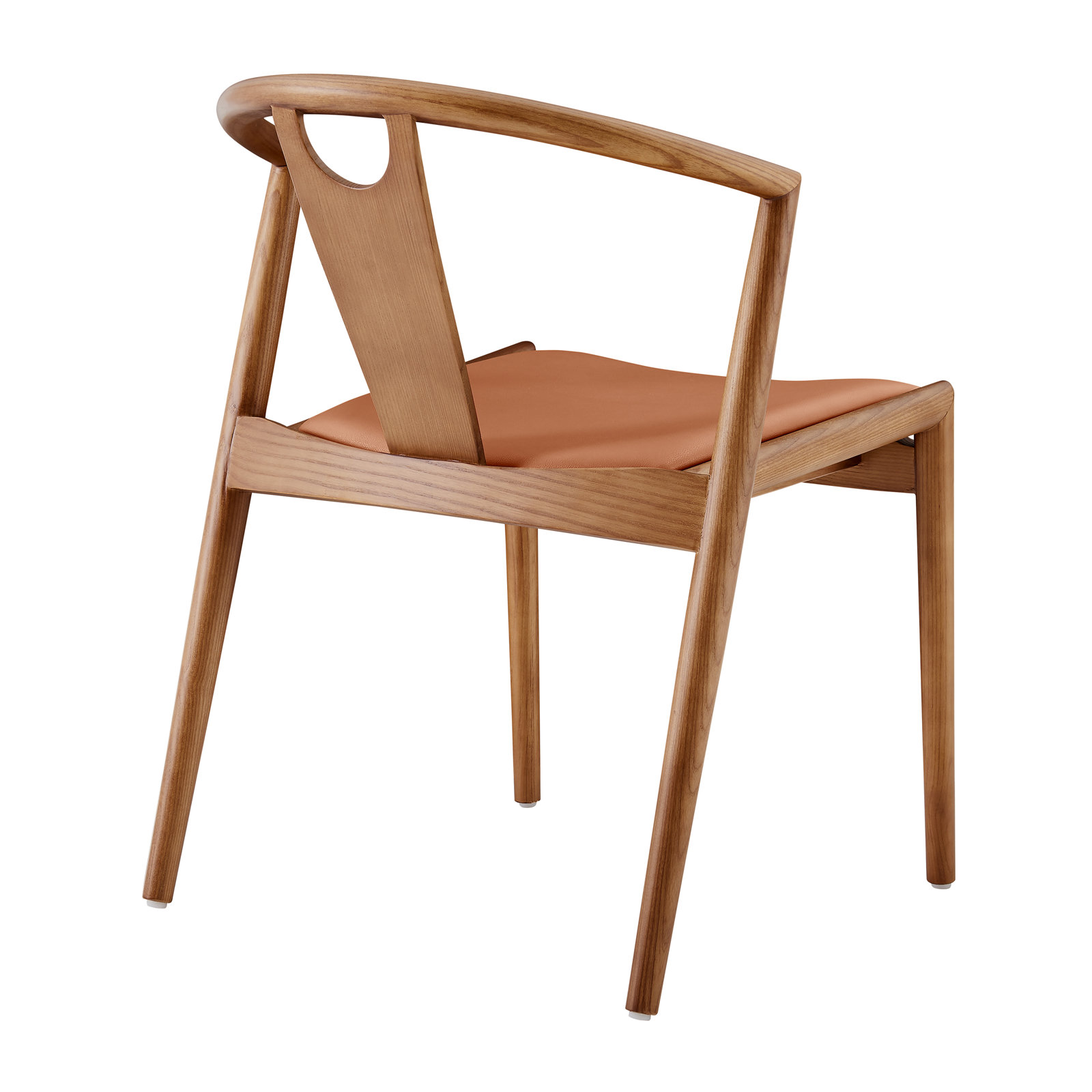 Ambra Dining Chair, Dark Tan Faux Leather/Walnut Frame, 2