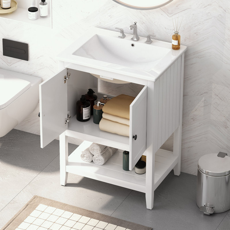 Meuble-lavabo moderne avec tablette ouverte