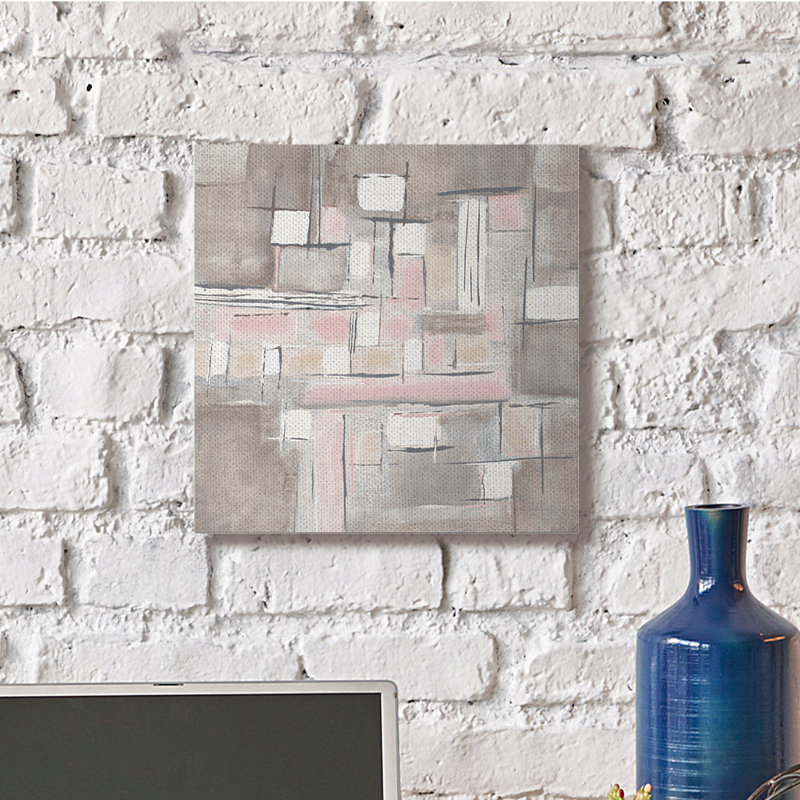 Motif géométrique abstrait rose pâle et doux, Toile tendue, H 17 po x l 17 po
