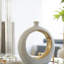 Vase rond, blanc / or