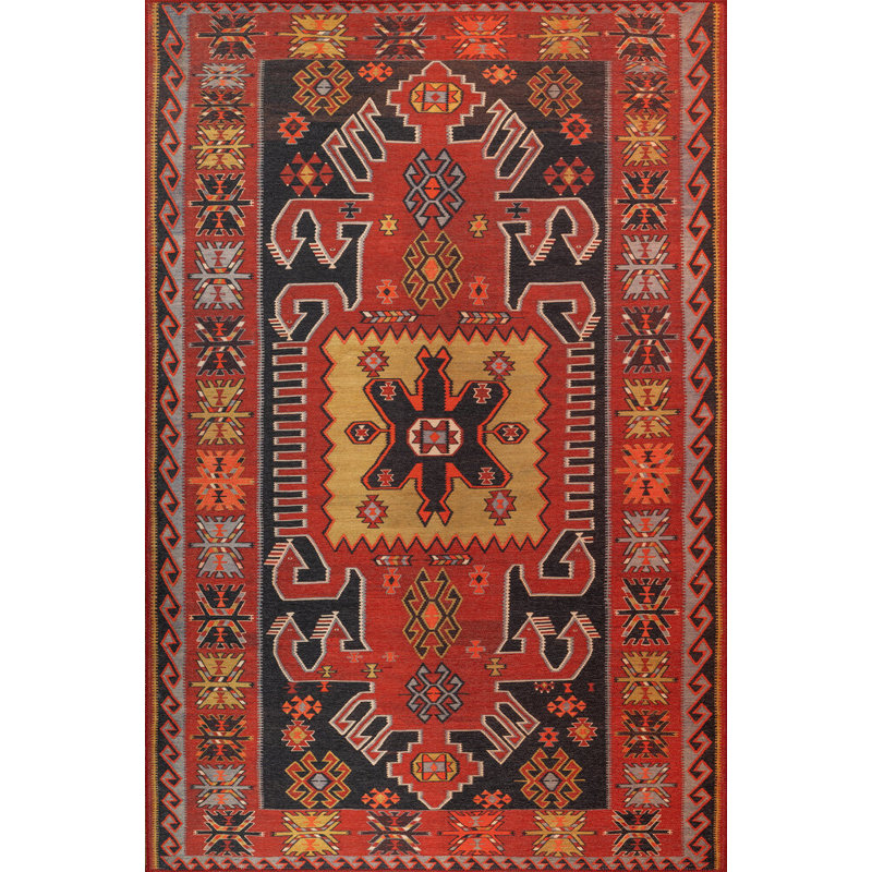Tapis rouge marocain décoratif tissé, Tapis de couloir 2 pi 5 po x 5 pi