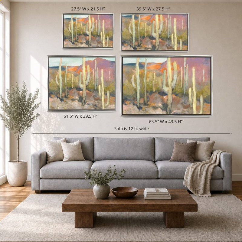 High Desert I par Julia Purinton - Impression sur toile, 24" x 24", Beveled Floating Frame, Silver