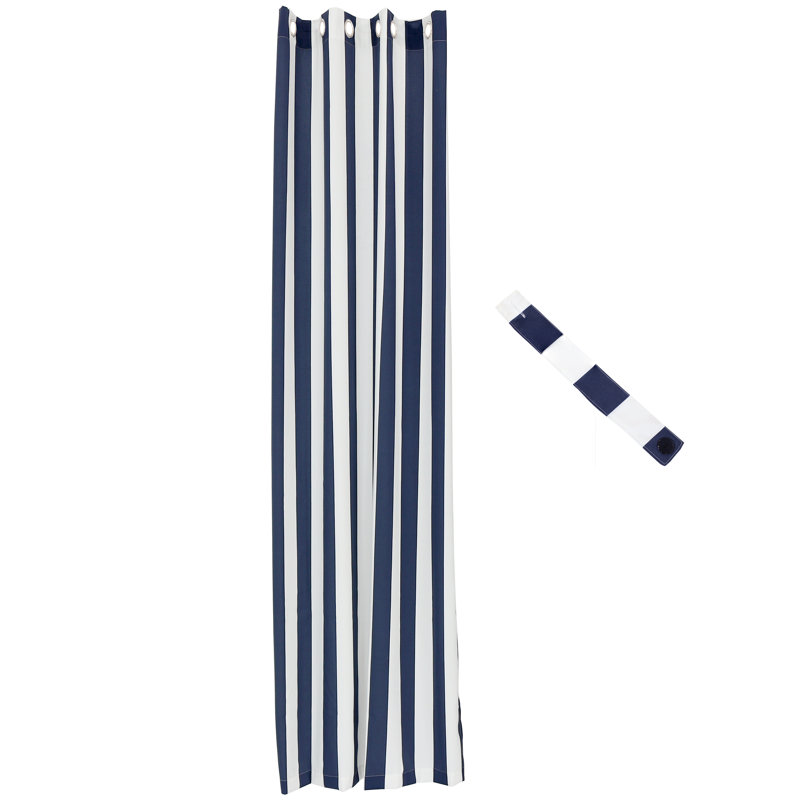 Alicia-Louise 53" x 107" Modern Blue and White Striped Light-Filtering Curtain Panel 