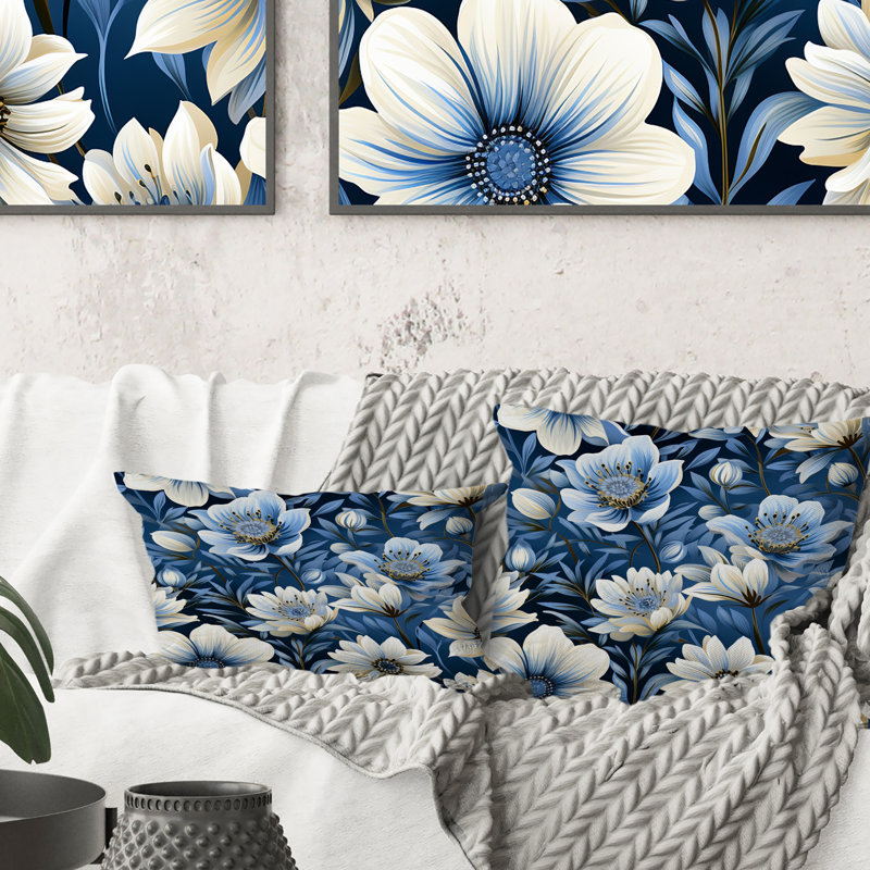 Coussin décoratif imprimé floral bleu Tribal Elegance