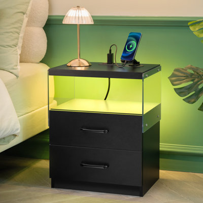 Led Nightstand With Charging Station