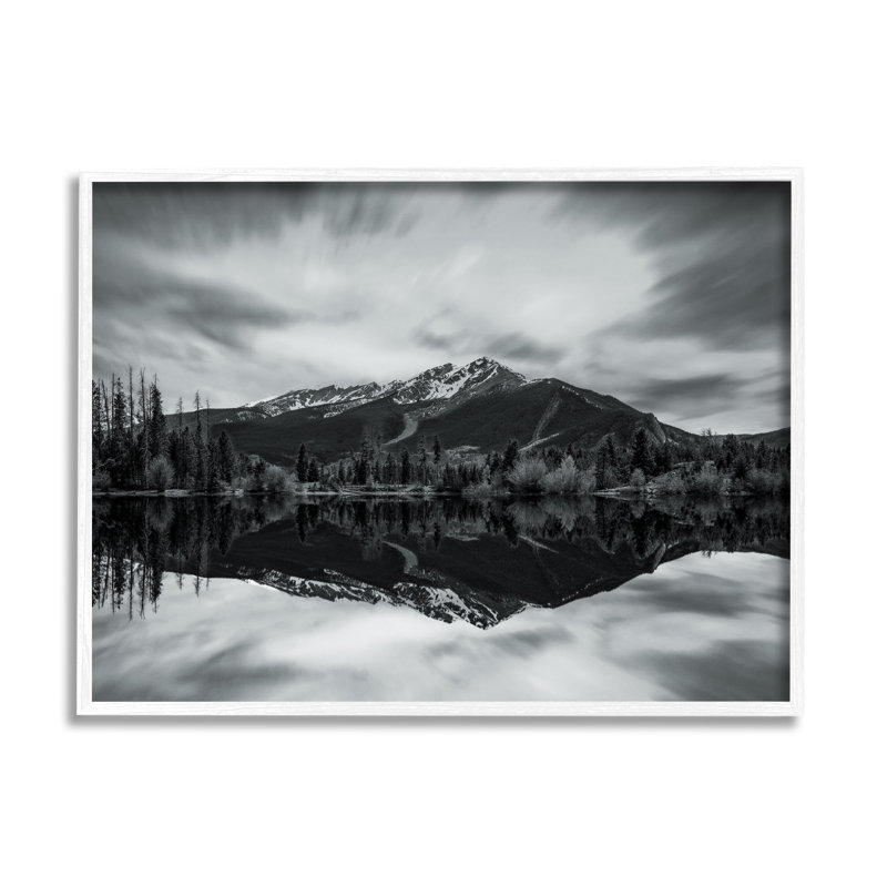 " Mountain Peak Reflection ", 11" H x 14" W x 1.5" D, Coastal White Framed Giclee