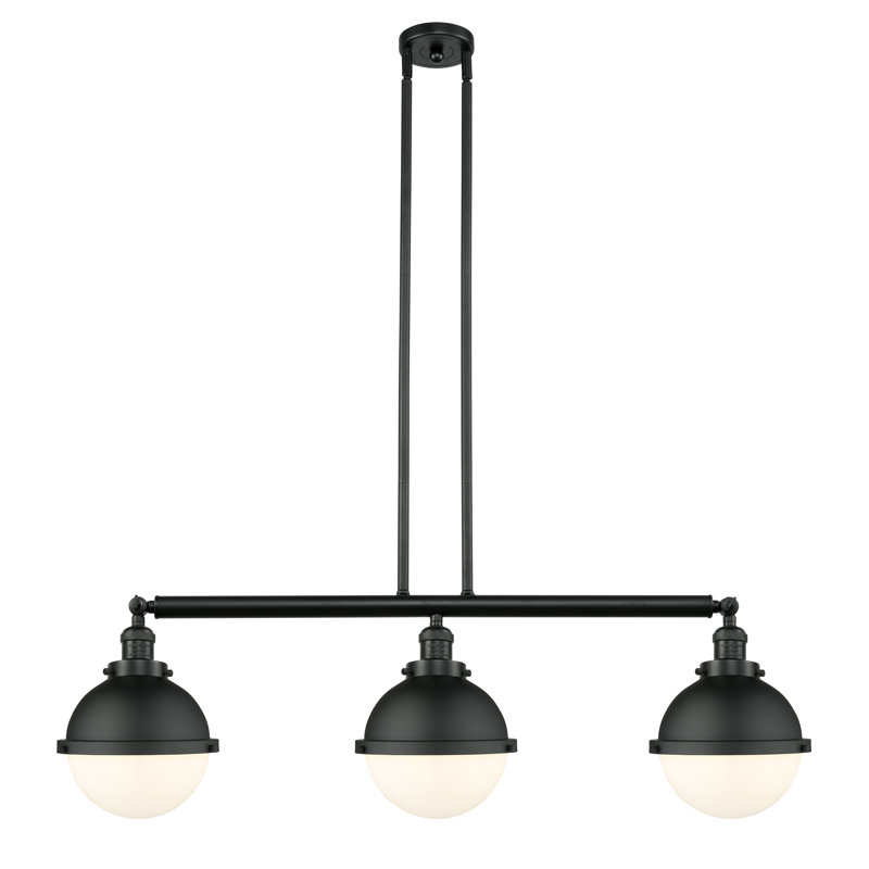 Luminaire suspendu linéaire à 3 lumières pour îlot de cuisine Amylah, Ampoule non incluse, Nickel satiné brossé, Grainé