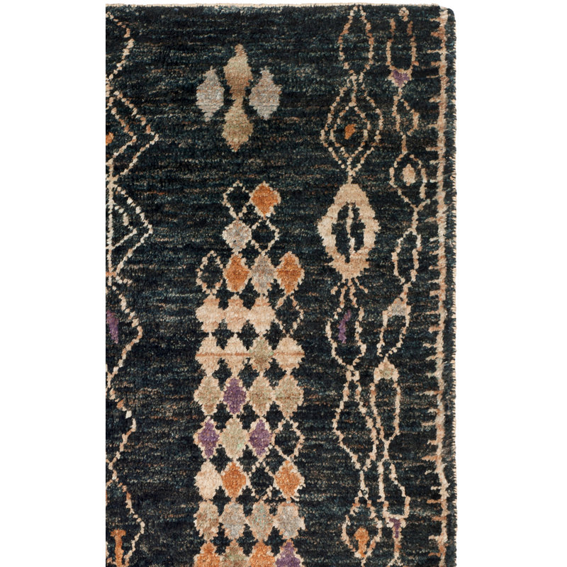 Tapis noir / beige noué à la main Ferrera, Rectangle de 5 pi x 8 pi