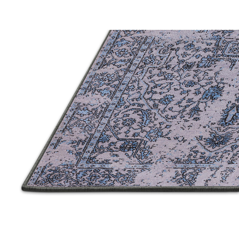 Tapis oriental bleu / noir Halesite, Rectangle 5 pi x 7 pi