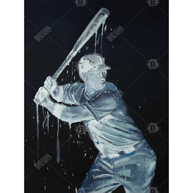 Baseball Player Print On Canvas, 48" H x 36" W