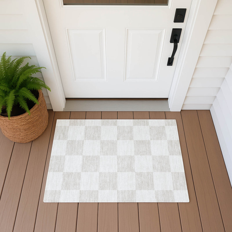 Machine Washable Indoor/Outdoor Braegger ACN2345 Geometric Rug, Rectangle 1'8" x 2'6"