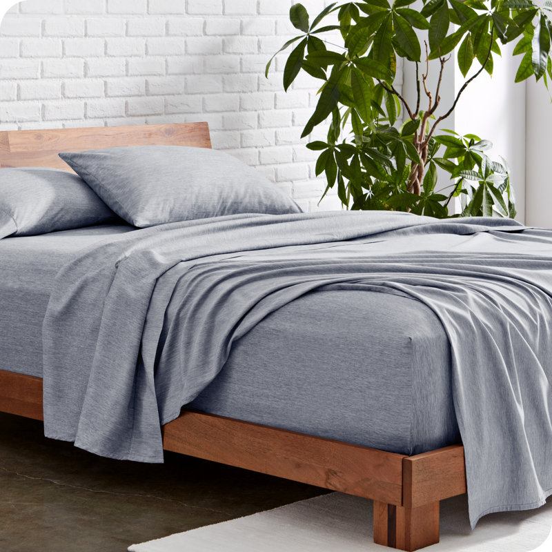 Ensemble de draps en microfibre Bare Home, Ensemble de draps pour très grand lit + un drap-h, Bleu minuit chiné