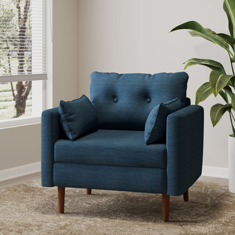 Upholstered Club Chair, Navy Blue