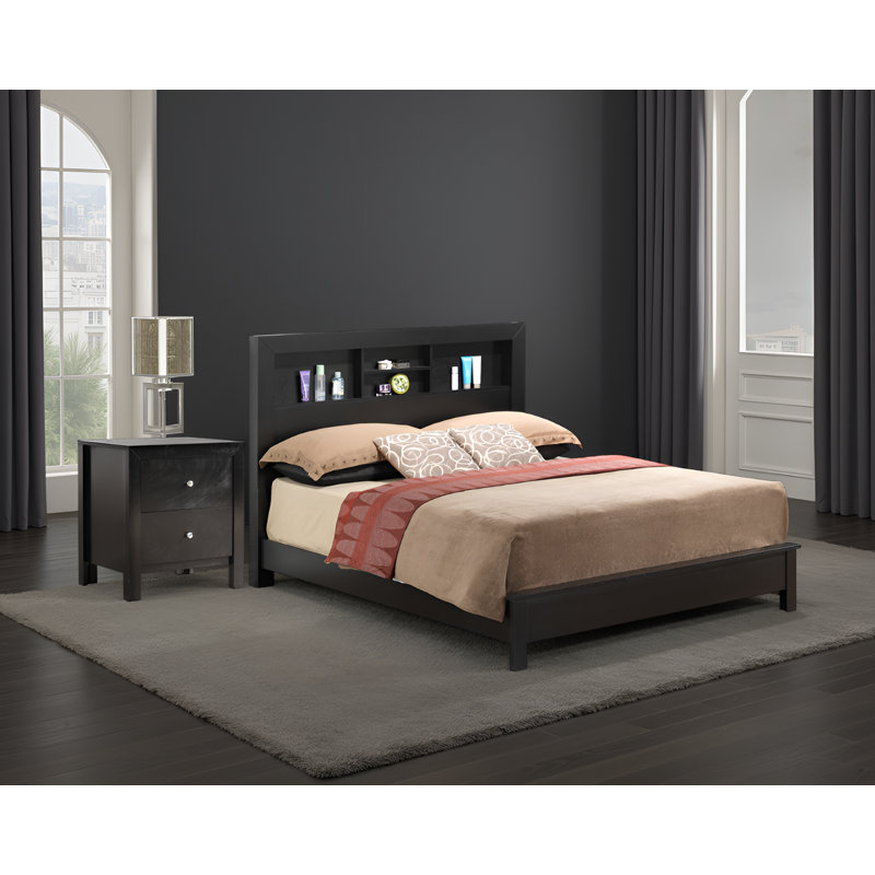 Ensemble de chambre à coucher avec lit double 2 pièces Hasselt, Full, Black