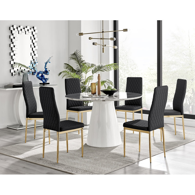 Ensemble de table de salle à manger Edward, Noir et or